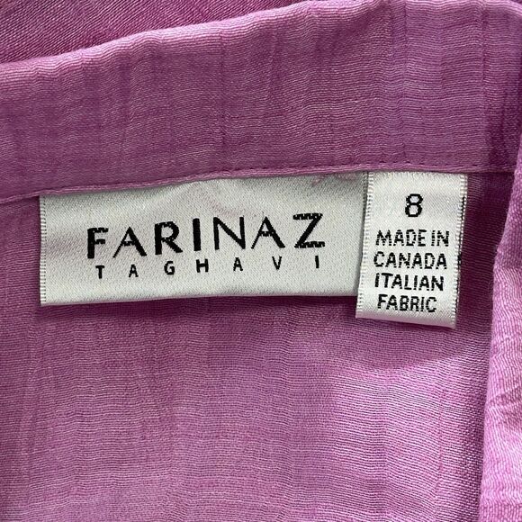 Farinaz Taghavi Button Up Blouse 8 Pink Italian Linen Top Pleat Career Designer - Picture 12 of 14